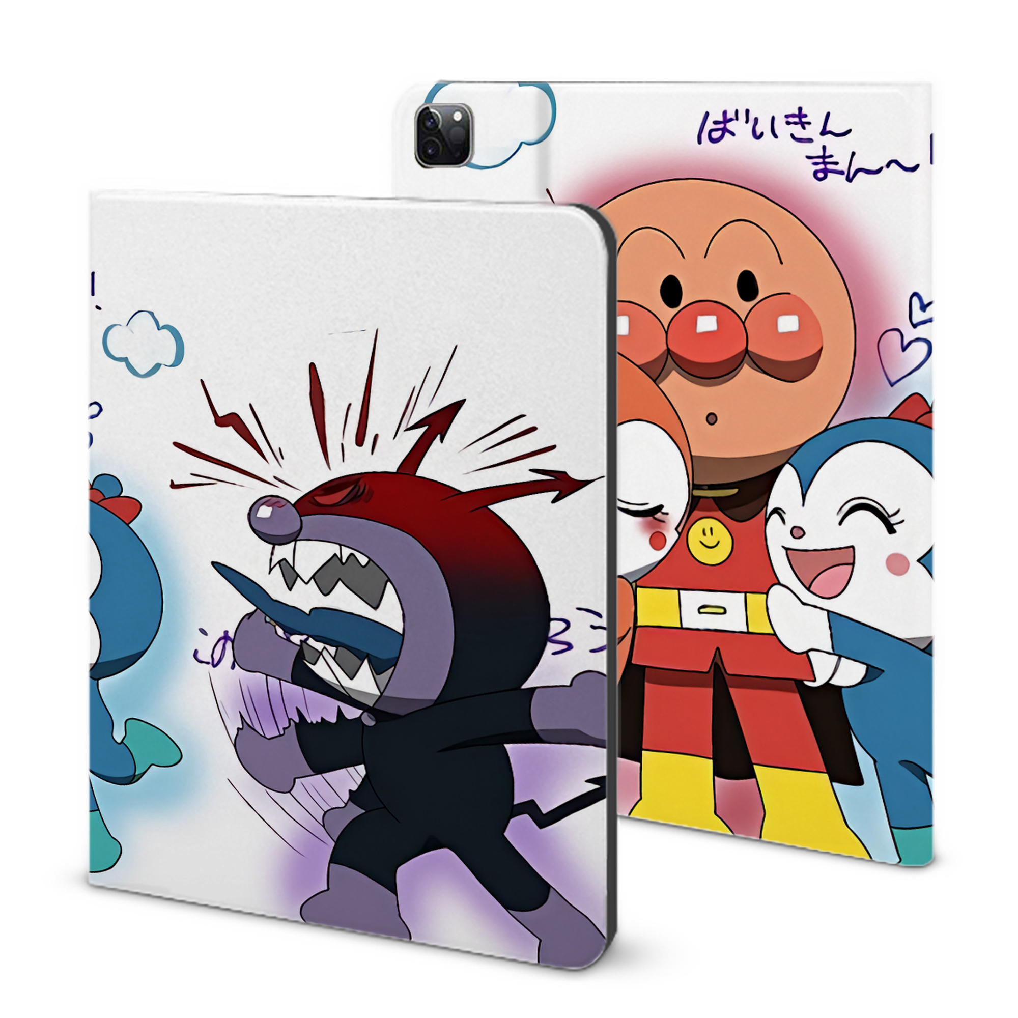 （画像用） アンパンマン Anpanman IPad ケース ブック型 PUレザー TPU 耐衝撃 軽量 薄型 ペン収納なし 全面保護 IPad 各モデル対応